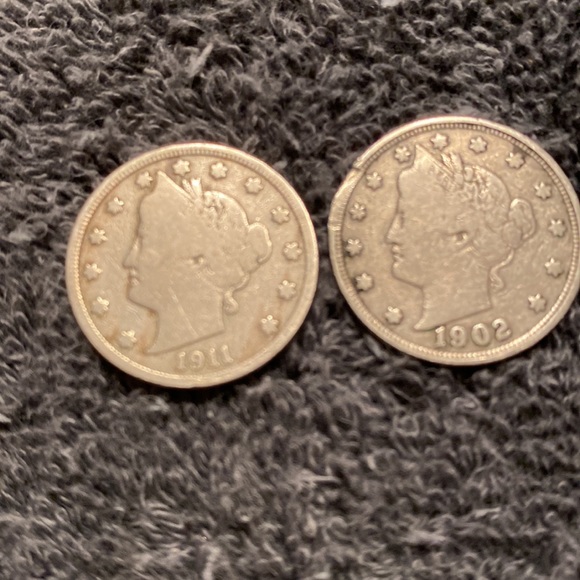 Two  Collectible V Nickels 1902 & 1911 - Picture 5 of 7
